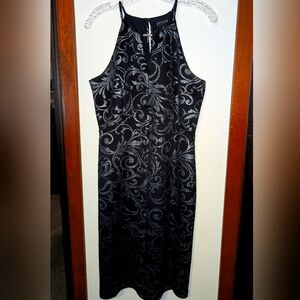 Elegant Black and Silver Patterned Dress